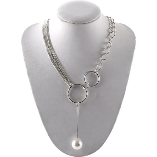 Korean Fashion Trend Personality Sexy Simple Elegant Buckle Buckle Pearl Clavicle Chain Neck Necklace Direct Retail Wholesale