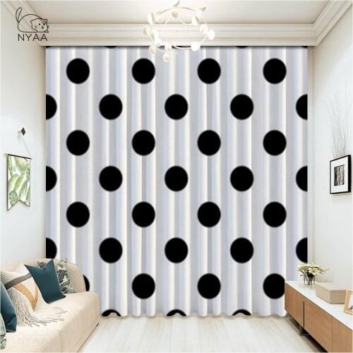 Polka Dots Curtains Short Modern Home Decoration Living Room Kitchen Curtains White Circle Curtains For Bedroom Micro Shading