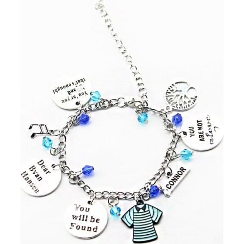 Hot Fashion Dear Evan Hansen Bracelets Broadway Musical Themed Silvertone Metal Charm Bracelet for Christmas Gifts