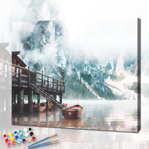 PhotoCustom Oil Painting By Numbers For Adults Scenery 60x75cm DIY Paint By Numbers On Canvas Landscape Frameless Home Decor