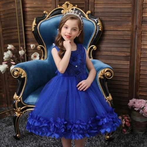 Sweet Memory White Pink Blue Flower Girl Dresses Ball Gown Children Vestidos For 3-10 Years old Wedding Party Dress With Bow