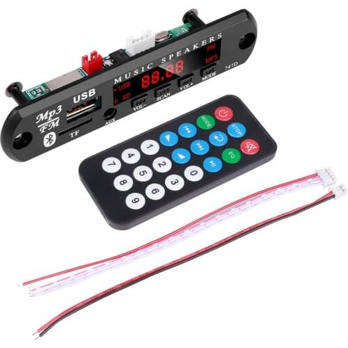 Kebidu Mini Car Bluetooth 5.0 MP3 Decoder Board Module SD/TF Card USB FM Radio Music DC 5V 12V MP3 Player For Car DIY Kit