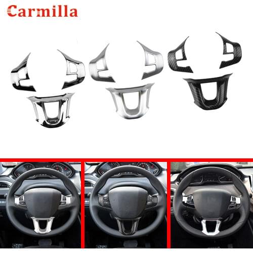 Car Steering Wheel Trim Fit for Peugeot 2008 2014 2015 2016 2017 2018 2019 Accessories ABS Car Steering Wheels Decoration Cover