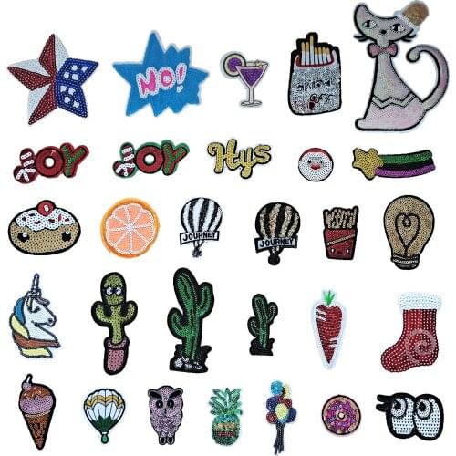 Letter patch embroidery childrens jeans garment fabric decorative sequins DIY craft supplies material accessories 1PCS for sale