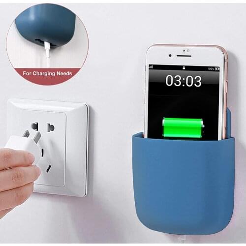 Wall Mounted Storage Box Remote Control Storage Organizer Case Mobile Phone Charging Organizer Phone Plug Holder Stand Rack