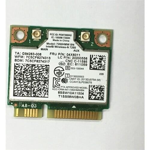SSEA NEW for Intel Wireless-N 7260 7260HMW BN Wifi Bluetooth4.0 card for IBM U330 E440 E540 Y510P Y410P 04W3815/ 04X6011
