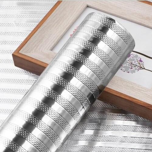 New Arrival Kitchen Mildew Oil Proof Wall Sticker diy Stove Cabinet Table Cover 3d Silver Stripes Wallpapers Stickers Roll QZ186