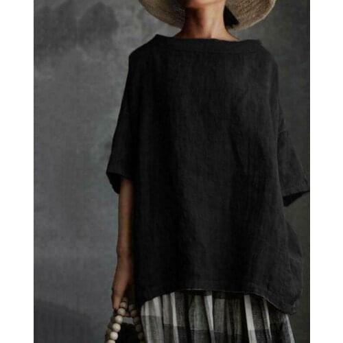 Autumn T Shirt Women Cotton Linen O-neck Solid All-match Basic Harajuku Tshirt Casual Loose Camisetas Verano Mujer 2021 #T2G