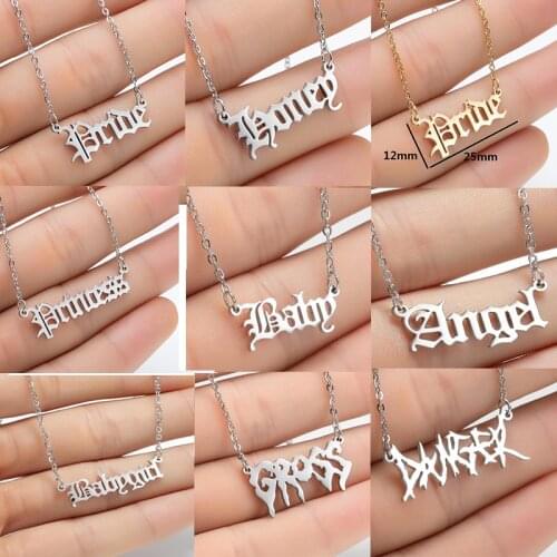 Sasusp Women Men Unique Letter Name Necklace Stainless Steel Harajuku Female Symbol Hip hop Streetwear Chain Necklace Jewelry