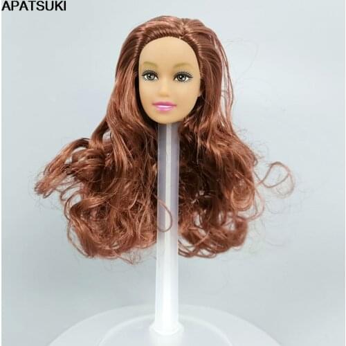 Make Up Plastic Heads for 11.5" Doll Heads with Curls WIG Wavy Hair Doll Head for 1/6 BJD Doll House DIY Accessories Toy for Kid