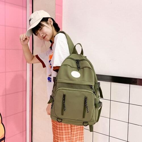 Backpack Female 2021 New Nylon Solid Color Backpacks Large Capacity Outdoor Backpack Leisure School Students Schoolbag