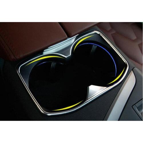Stainless Steel Car Water Cup Sticky Patch Holder Cover trim For 2017 Peugeots 3008 5008