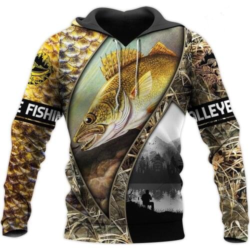 Walleye Fishing 3D All Over Printed Shirts Men Women Casual Hoodie New Fashion Hip Hop Tops LL-473