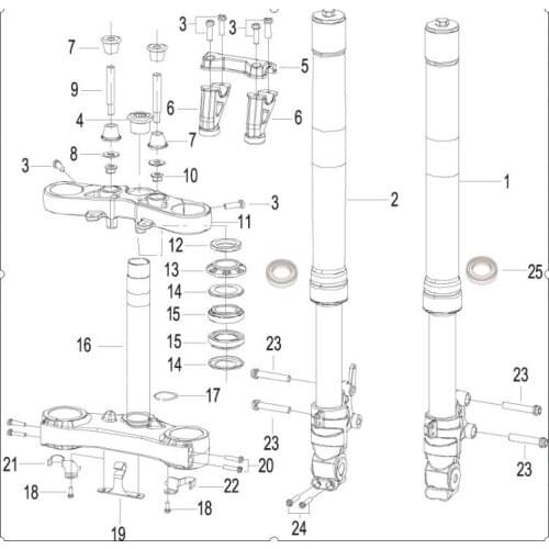 Stem triple tree connection board page of Benelli TNT300 BN302