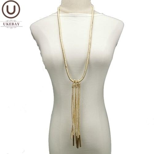 UKEBAY New Tassel Pendant Necklaces Gold Luxury Jewelry Women Body Jewelry Long Clothes Accessories Bohemia Choker Necklace Gift