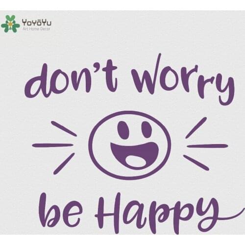 Inspirational Quote Wall Stickers Don't Worry Be Happy Office Wall Decal Kids Rooms Special Smile Face Pattern Art Decor SY393