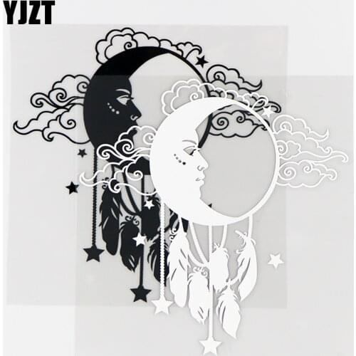 YJZT 15×15.5CM Creative Vinyl Decal Car Sticker Body Decor Sun Moon cloud Funny Space Black / Silver 10A-0490