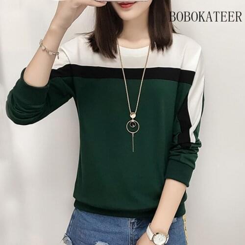 BOBOKATEER Long Sleeve T Shirt Women Tops Tee Shirt Femme Plus Size Tshirts Woman Clothes O-neck Poleras De Mujer Moda 2020