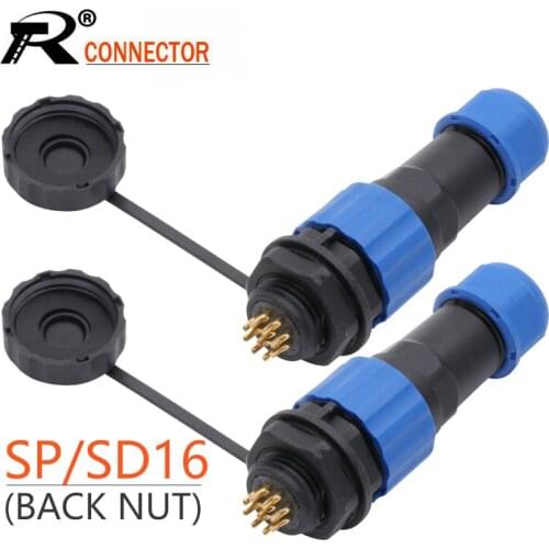 10sets SD16 Waterproof Aviation Plug Socket Male + Female 2/3/4/5/6/7/9 Pins IP68 SP16 16mm Circular Power Aviation Connector