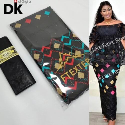 2.5+2.5 Yards 2021 Latest African Lace High Quality Bazin Riche Gextcze With Swiss Voile Lace Cord Lace Fabric Embroidery Sewing