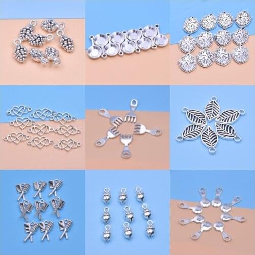 20Pcs/Lot Mix Colors Spoon Fork Hairdress Scissors Comb Charms Brain Organ Pendant Handcraft Women Men Necklaces Jewelry Diy