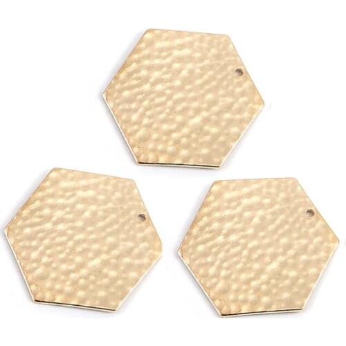 25mm arc embossing electroplating multicolor single hole geometric irregular hexagon DIY bracelet earring accessories