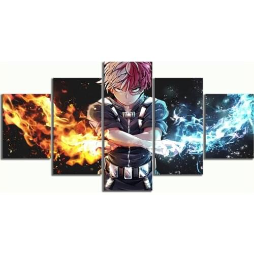 Anime My Hero Academia 5 Pcs Home Wall Decor Todoroki Shoto Cartoon Character Print Painting Decoration Accessories Living Room