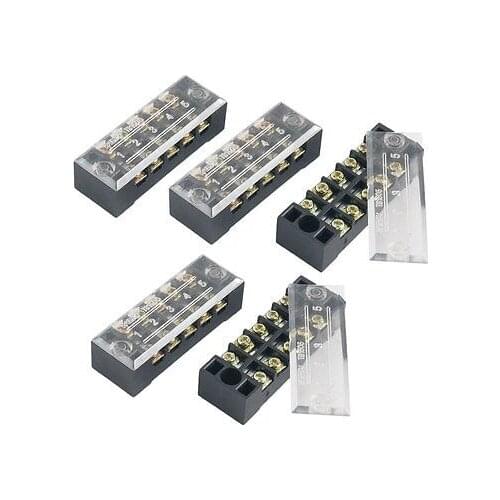600V 15A 5 Position Screw Barrier Terminals Block 5 Pcs