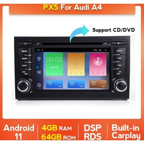 Android 11 4G LTE DSP Car Multimedia Radio Player For Audi A4 3.0 GPS Navi Carplay Auto Car IPS BT DVD 2 Din