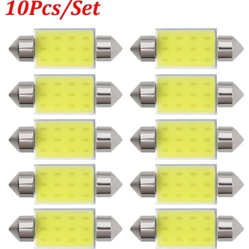 10Pcs C5W Car LED COB Bulbs C10W Car Interior Reading Light Festoon LED Super Bright Lights Auto Dome License Plate Trunk Lamp