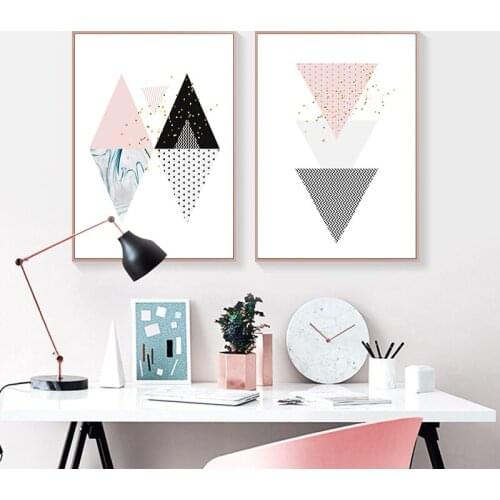 BALLEAY ART Nordic Geometric Posters Prints Wall Art Canvas Painting Decorative Pictures For Living Room Pink Wall Paintings