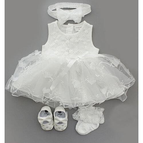 Baby Baptism Dress 2020 Bow Newborn Baby Girls Infant Dresses & Clothes Snow White Baby Dress 1 Year Old Birthday Girl Dress