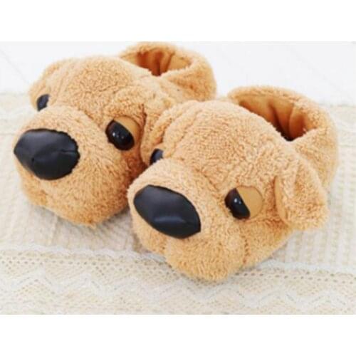 Winter Lovers Style Animal Plush Slippers Home Slides For Men Woman Shoes Dog Shape Soft Warm Fluffy Slipper Fit Best Gift Girls