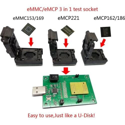 11.5x13mm eMMC eMCP BGA socket 3 in 1 adapter with USB Card,for BGA153 BGA169 BGA162 BGA186 BGA221,smart phone data recovery