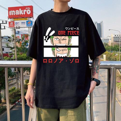 Funny One Piece T Shirt Men 100% Cotton T-shirt O-neck Short Sleeve Japan Anime Roronoa Zoro Tshirt Clothing Merch Fan Gift Idea