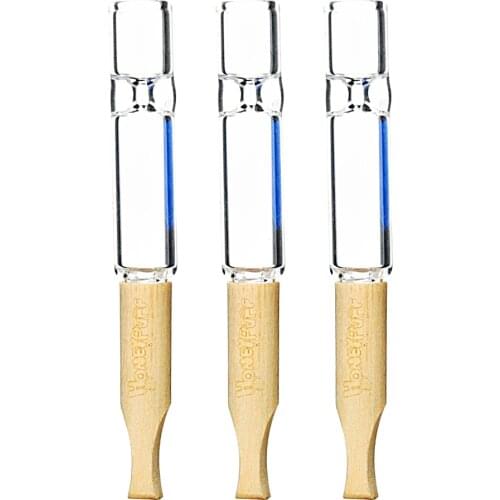 HONEYPUFF Glass One Hitter Pipes Bat With Suitable Size Natural Wood Handle Wooden Tobacco Pipe Smoking Herb Grinder Accessoires