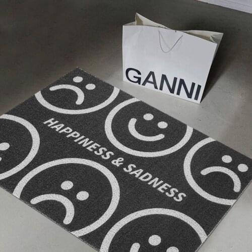 Black Smiley Face Entrance Door Mat Bedroom Bath Kitchen Living Room Carpet PVC Anti-slip Carpet Dustproof Custom Home Door Mat