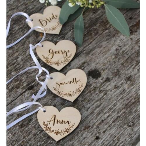 Laser cut custom wedding place name/Custom wood wedding signs/Wooden place cards/ WEDDING table decor/Laser cut names/HEART TAGS