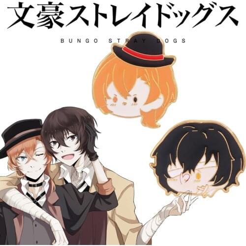 Anime Bungo Stray Dogs Cute Pins Cartoon Dazai Osamu Nakahara Chuya Figure Enamel Backpack Brooches Hat Bag Lapel Pin Jewelry