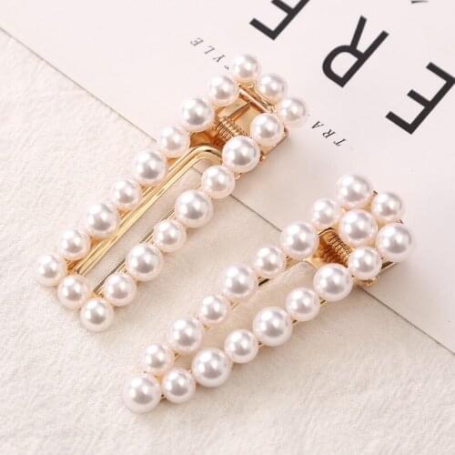 Fashion 5 Styles Women Korean Pearl Imitation Beads Hair Clip Barrette Stick Hairpin Hair Styling Accessories handmade For Girls
