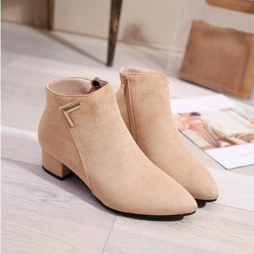 Autumn Winter Fashion Boots fashion Women Shoes Cowboy Ankle Boots Pointed Toe Suede Woman Heel Boots