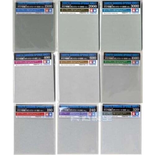 9 Type Sand-sponge in 1 Set Tamiya 5mm Sanding Sponge Sheet Grit Size 180 - 3000 Metal Wood Plastic Model