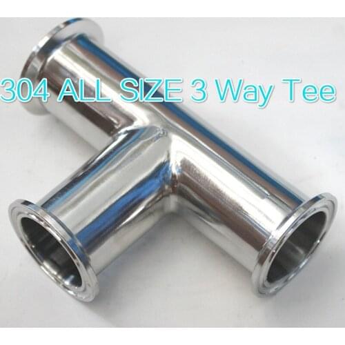 Stainless Steel SS304 Sanitary 3 Way Tee Ferrule Tri Clamp SS304 Weld Ferrule OD19-89MM