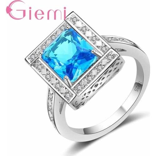Top Quality Luxury Square Crystal Women 925 Sterling Silver Jewelry Accessories Pretty Party Meeting Gifts Fast Shipping