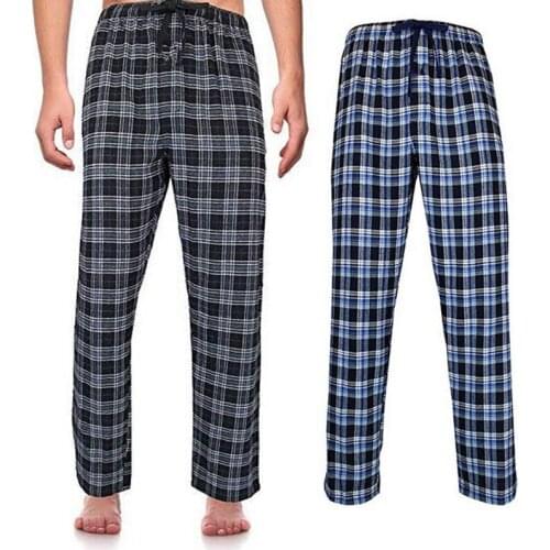Autumn Men Sleepwear Bottoms Male Classic Plaid Sleepwear Pants Casual Plaid Home Trousers