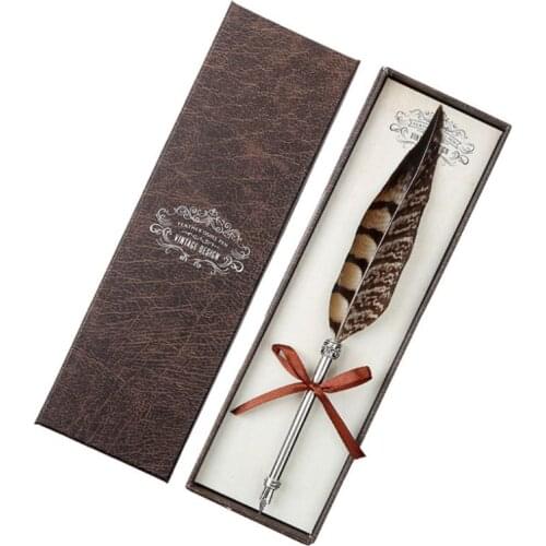Retro Quill Dip Feather Pen Fountain Pens Calligraphy Supplies Writing Tool Gift