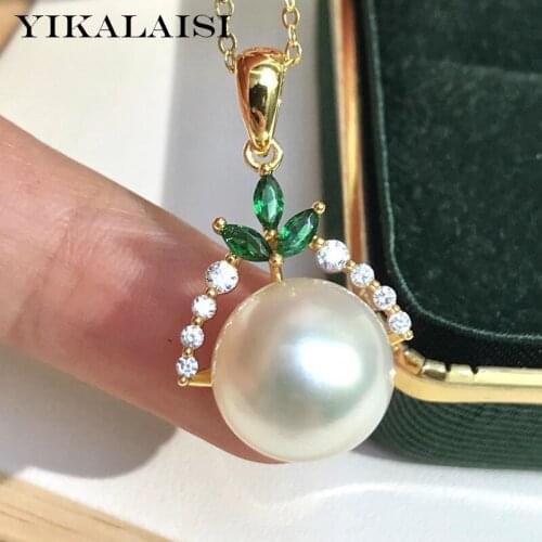 YIKALAISI 925 Sterling Silver Necklaces Jewelry For Women 11-12mm Oblate Natural Freshwater Pearl Pendants New Arrivals