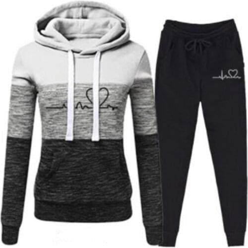 Casual Tracksuit Women Two Piece Set Suit Female Hoodies +Pants Outfit Plus Size S-5XL Autumn Winter Printing Sweatshirts New