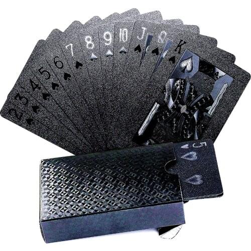 Cool Black Gold Foil Poker Playing Cards Waterproof Deck Of Cards Use For Party Board Game