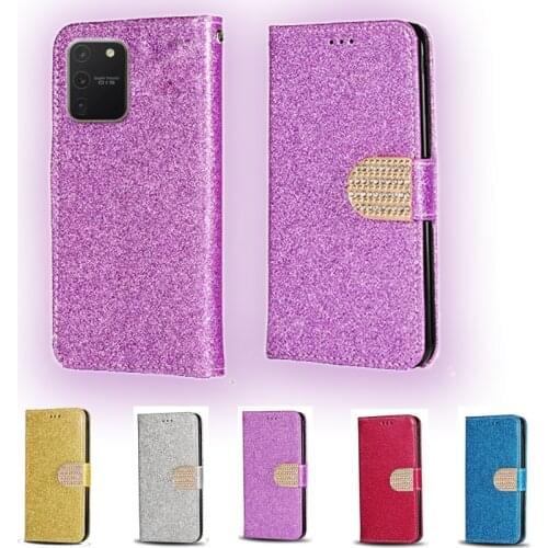 Luxury Glitter Diamond Flip Leather Wallet Phone Case For Samsung Galaxy S10 Lite SM-G770F Stand function Phone cover card slot